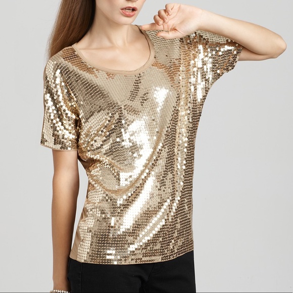 MICHAEL Michael Kors Tops - MICHAEL BY MICHAEL KORS GOLD SEQUINS TOP